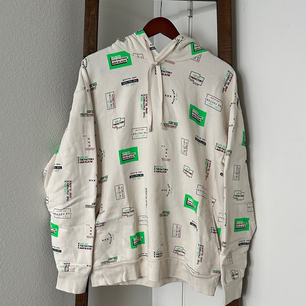 Scotch & Soda Cream Hoodie with Green Accents